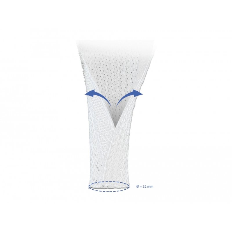 DeLOCK Manchon tressé avec fermeture à scratch 5 m x 32 mm, blanc