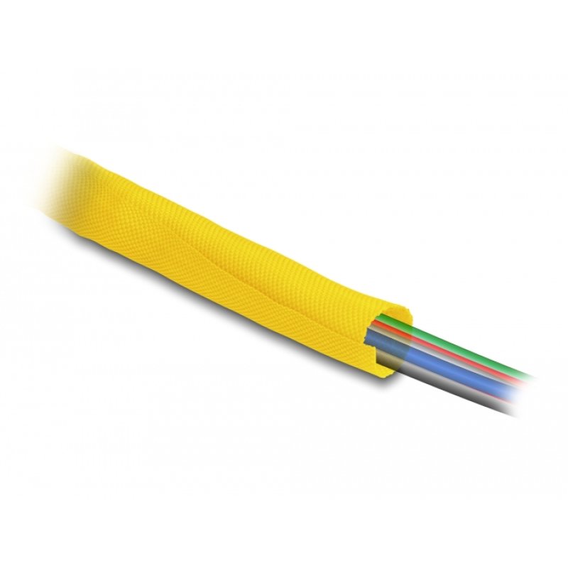 DeLOCK Manchon tissé, auto-fermant, résistant à la chaleur 5 m x 19 mm, jaune