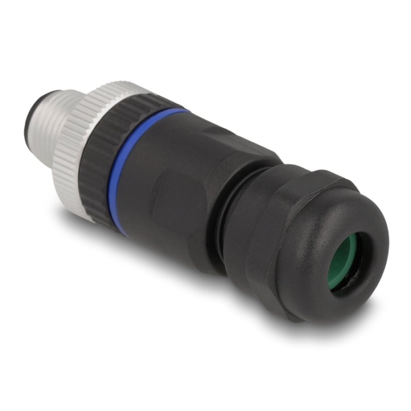 DeLOCK M12 Connector A-coded 8 pin male for mounting with screw connection