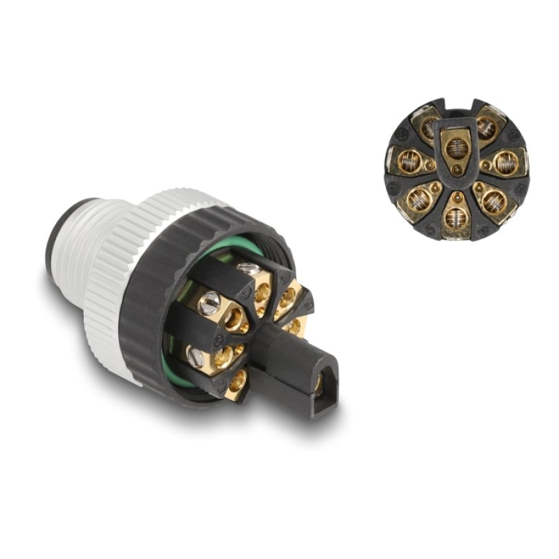 DeLOCK M12 Connector A-coded 8 pin male for mounting with screw connection