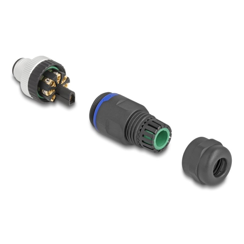 DeLOCK M12 Connector A-coded 8 pin male for mounting with screw connection