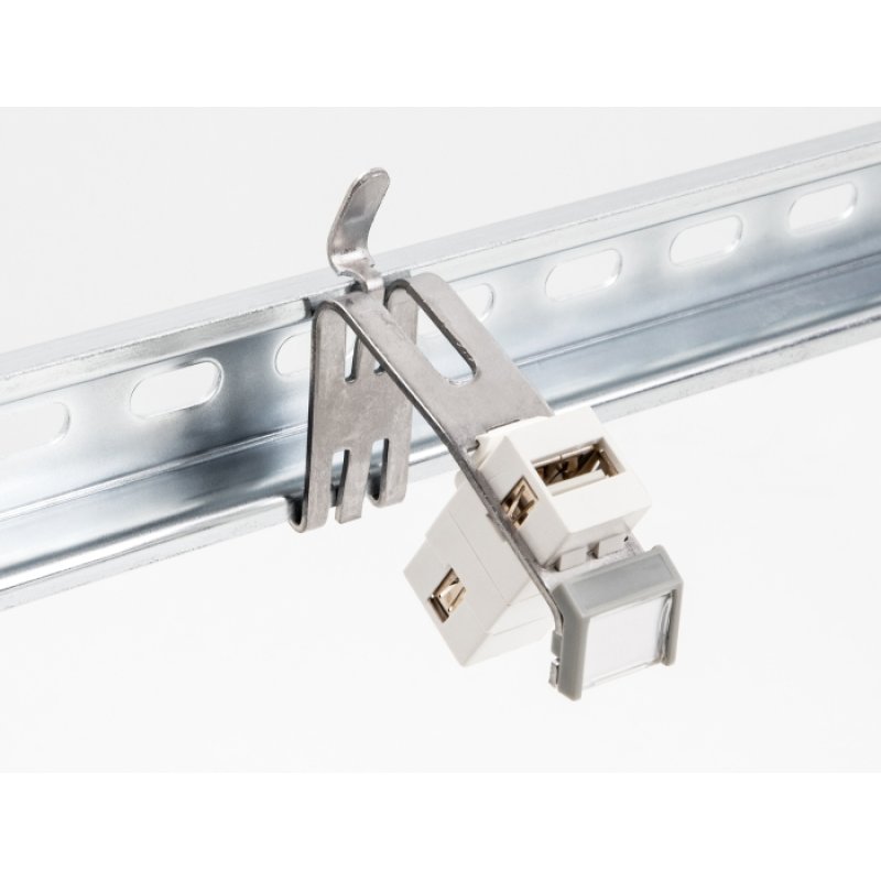 DeLOCK Keystone Holder with labelling field 1 port for DIN rail metal