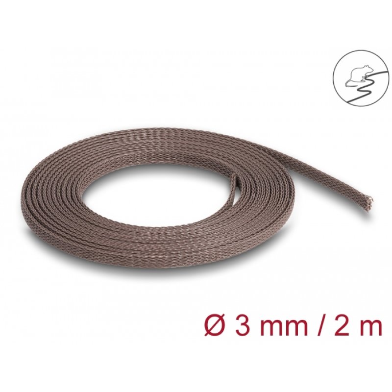 DeLOCK Gaine tissée résistant au rongeurs, étirable, 2 m x 3 mm, marron