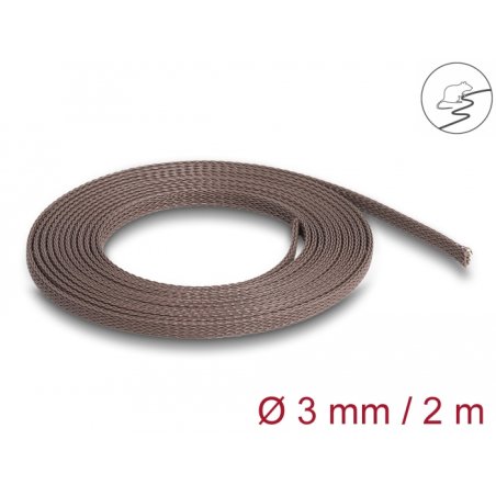 DeLOCK Braided Sleeve rodent resistant stretchable 2 m x 3 mm brown