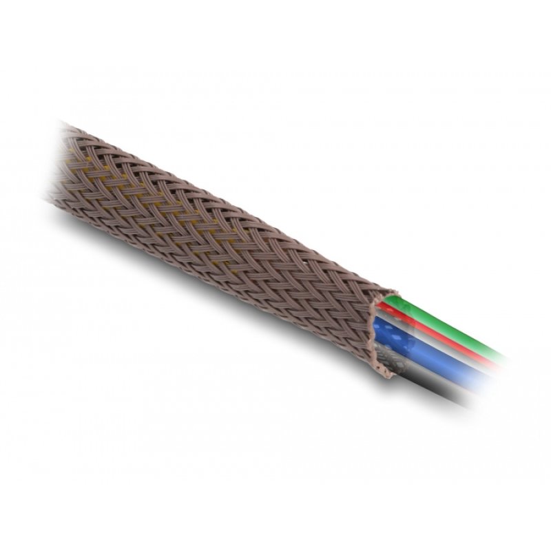 DeLOCK Braided Sleeve rodent resistant stretchable 5 m x 3 mm brown