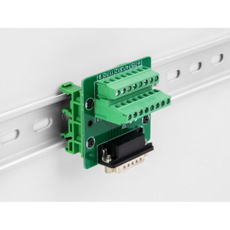 DeLOCK D-Sub 15 pin female to Terminal Block for DIN rail