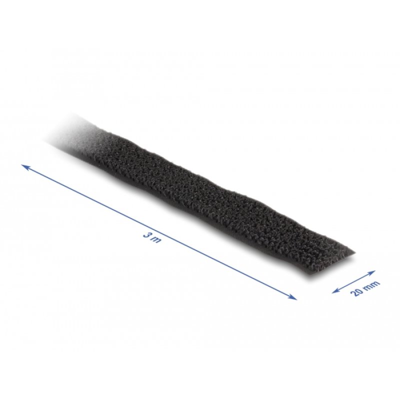 DeLOCK Rouleau de bande de scratch avec boucle, L 3 m x l 20 mm, noir