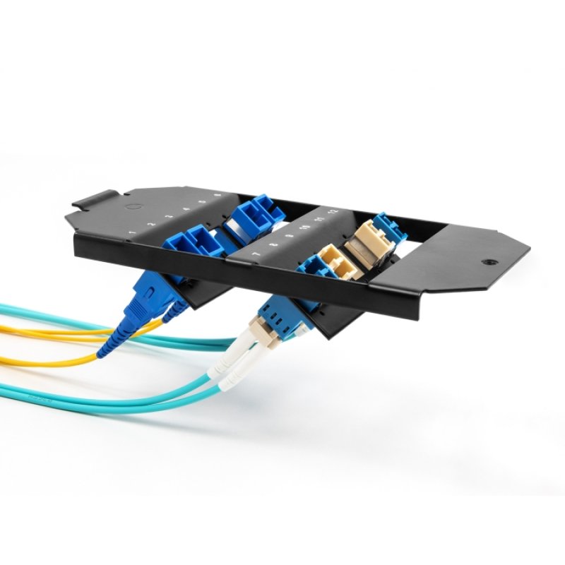 DeLOCK Montage de fibre optique pour le sol, 12 ports pour coupleurs SC Simplex / LC Duplex, noir