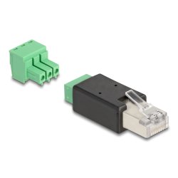 DeLOCK 66607 changeur de genre de câble RJ45 3 pin terminal block Noir, Vert