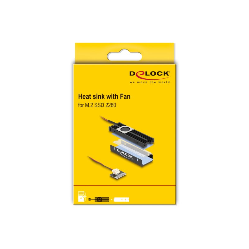 DeLOCK Heat sink with Fan for M.2 SSD 2280 black