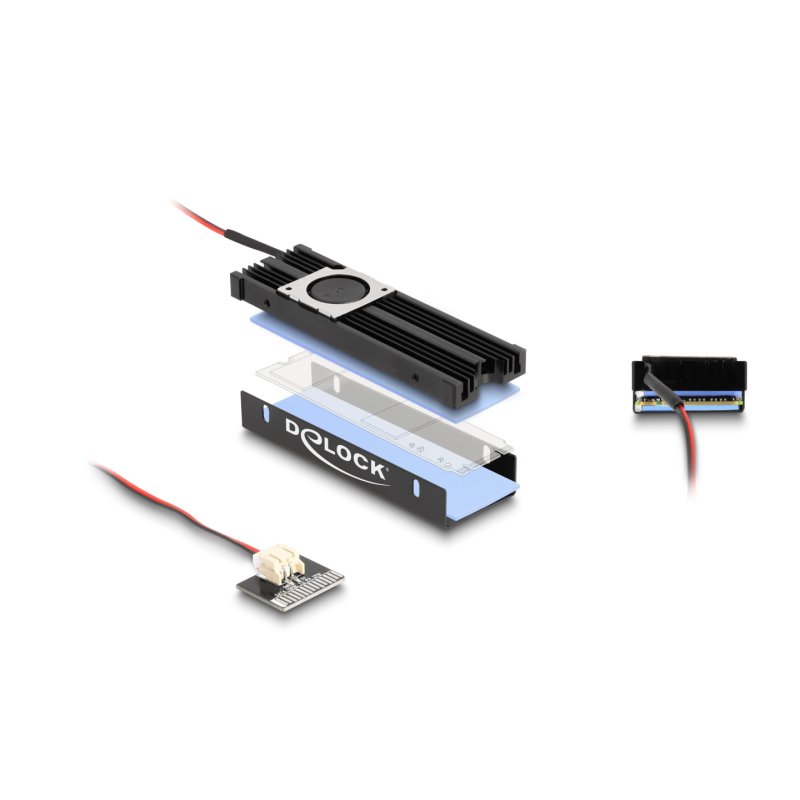 DeLOCK Heat sink with Fan for M.2 SSD 2280 black