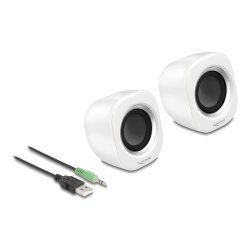 DeLOCK 27008 haut-parleur Argent, Blanc Avec fil 2 W
