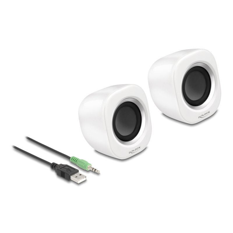 DeLOCK Mini Stereo PC Speaker with 3.5 mm stereo jack male and USB powered