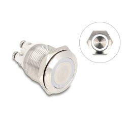Drucktaster zum Einbau 19 mm 4 x Schraubklemme LED weiß