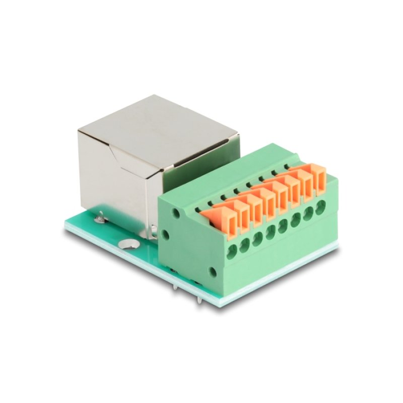 RJ45 Buchse zu Terminalblock mit Drucktaster Cat.5e
