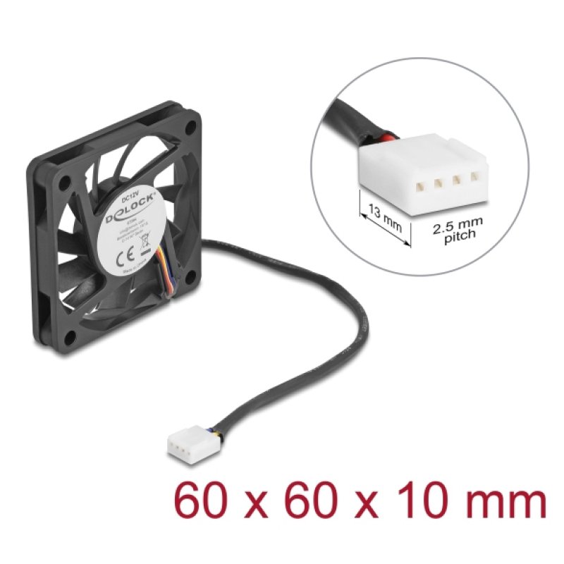 DeLOCK 67294 computer cooling system Computer case Fan 6 cm Black 1 pc(s)