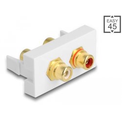 DeLOCK Module Easy 45 à 2 x RCA femelle, anneau rouge / blanc 22,5 x 45 mm