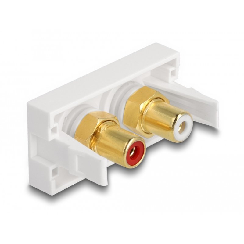 DeLOCK Module Easy 45 à 2 x RCA femelle, anneau rouge / blanc 22,5 x 45 mm