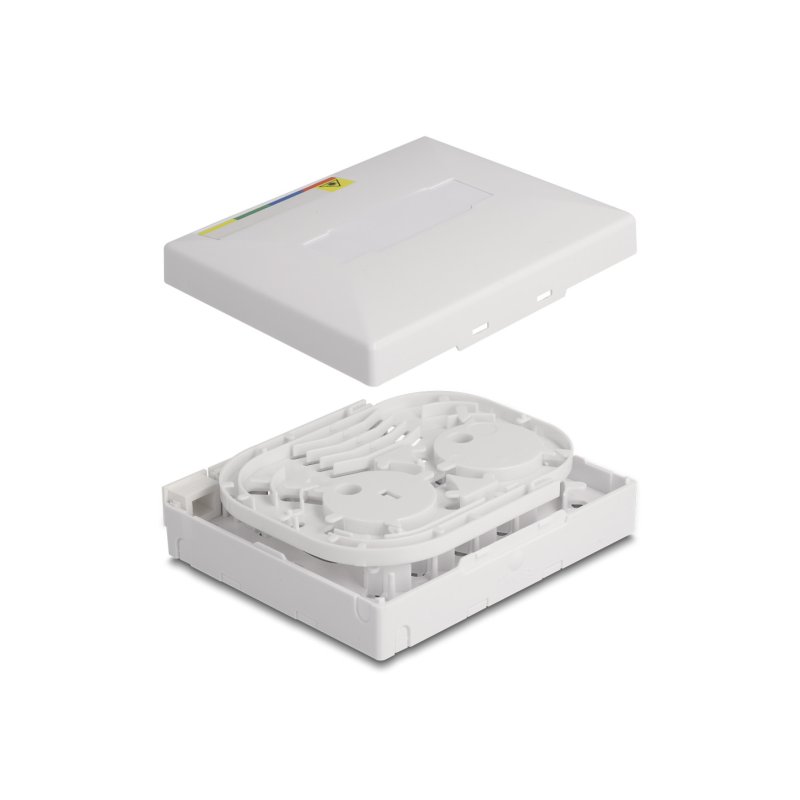 DeLOCK Boitier de connexion de fibre optique FTTH pour montage mural avec 4 x SC Simplex ou LC Duplex, blanc