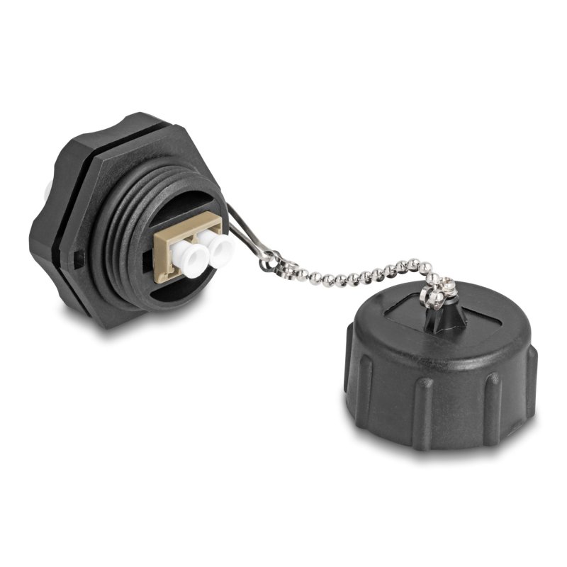 LWL Einbaubuchse LC Duplex zu LC Duplex mit Verschlusskappe Multimode IP68 staub- und wasserdicht