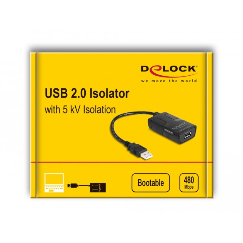DeLOCK Isolator USB 2.0 Type-A male to female with 5 kV Isolation for data lines