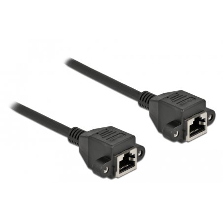 DeLOCK Network Extension Cable S/FTP RJ45 jack to RJ45 jack Cat.6A 25 cm black