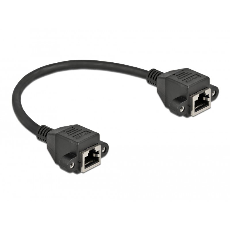 Netzwerk Verlängerungskabel S/FTP RJ45 Buchse zu RJ45 Buchse Cat.6A 25 cm schwarz