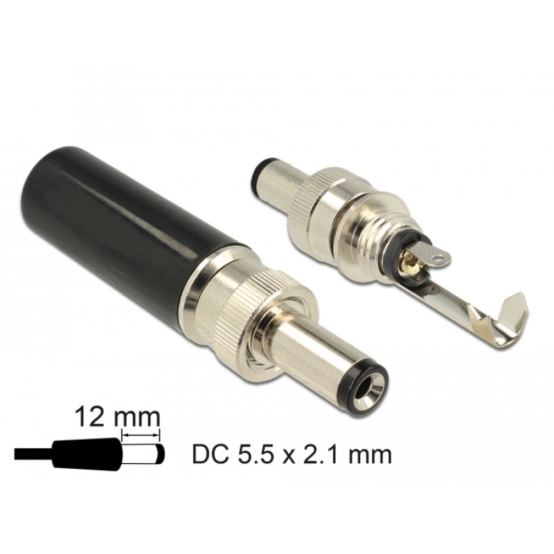 DeLOCK 89915 connecteur de fils DC Noir, Nickel