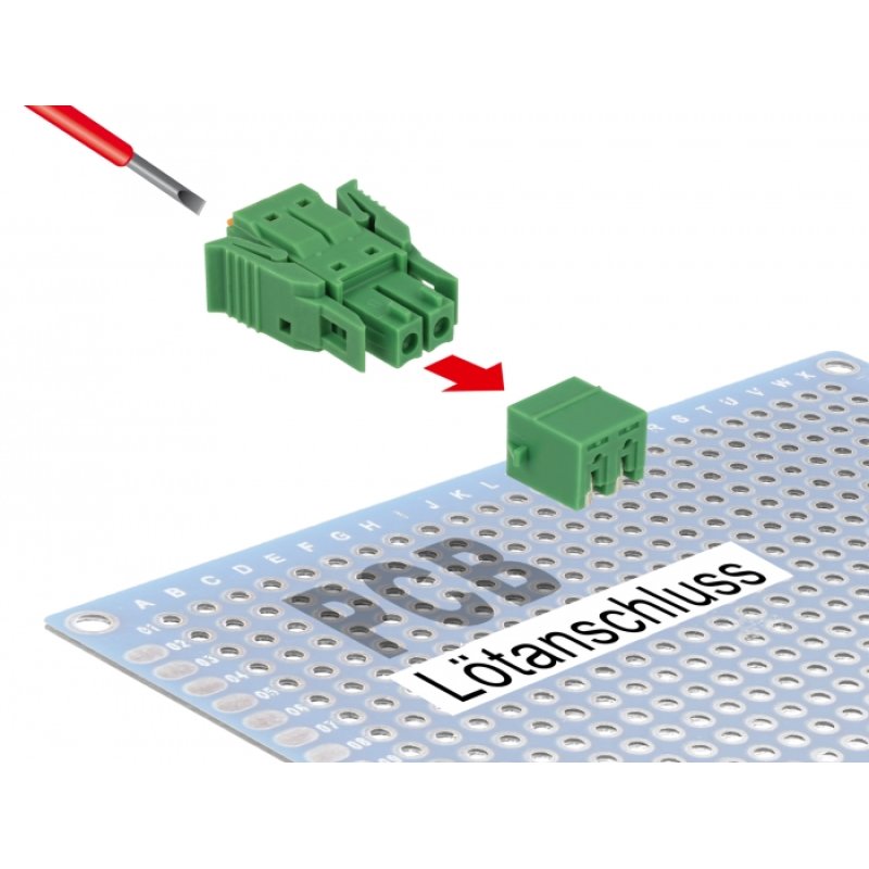 Terminalblock Set für Platine 2 Pin 3,81 mm Rastermaß horizontal