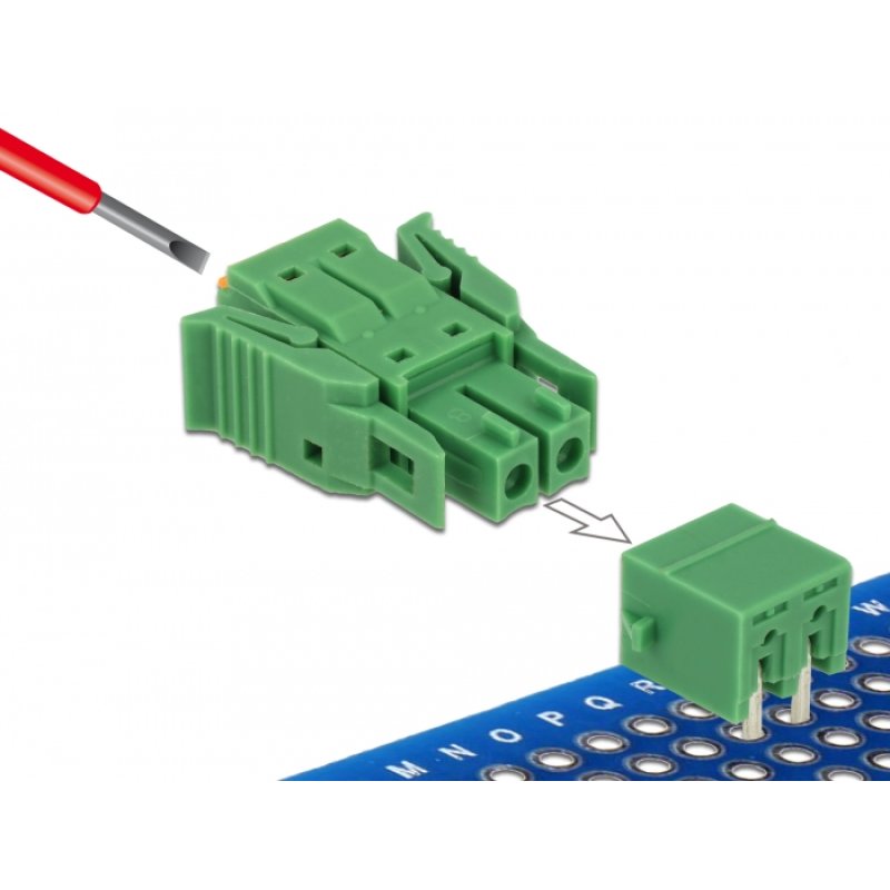 Terminalblock Set für Platine 2 Pin 3,81 mm Rastermaß horizontal