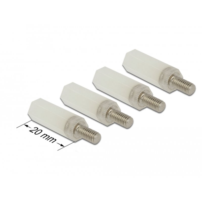 Abstandshalter M4 x M4, Sechskant, Innen / Außen, 20 mm natur 4 Stück