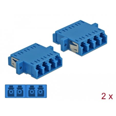 DeLOCK Optical Fiber Coupler LC Quad female to LC Quad female Single-mode 2 pieces blue