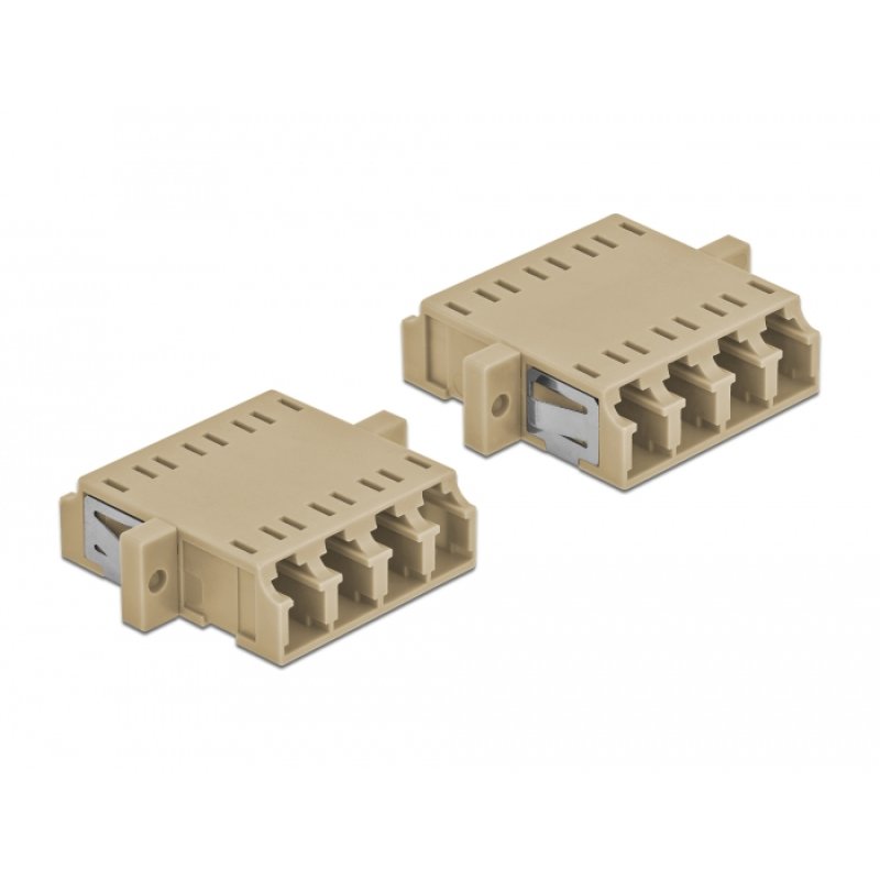 DeLOCK Coupleur de fibre optique LC Quad femelle à LC Quad femelle, Multimode, 2 unités, beige
