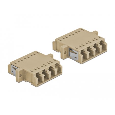 LWL Kupplung LC Quad Buchse zu LC Quad Buchse Multimode 2 Stück beige