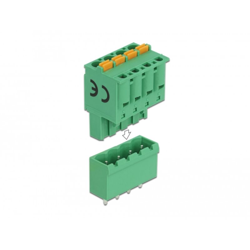 DeLOCK Terminal block set for PCB 4 pin 5.08 mm pitch vertical