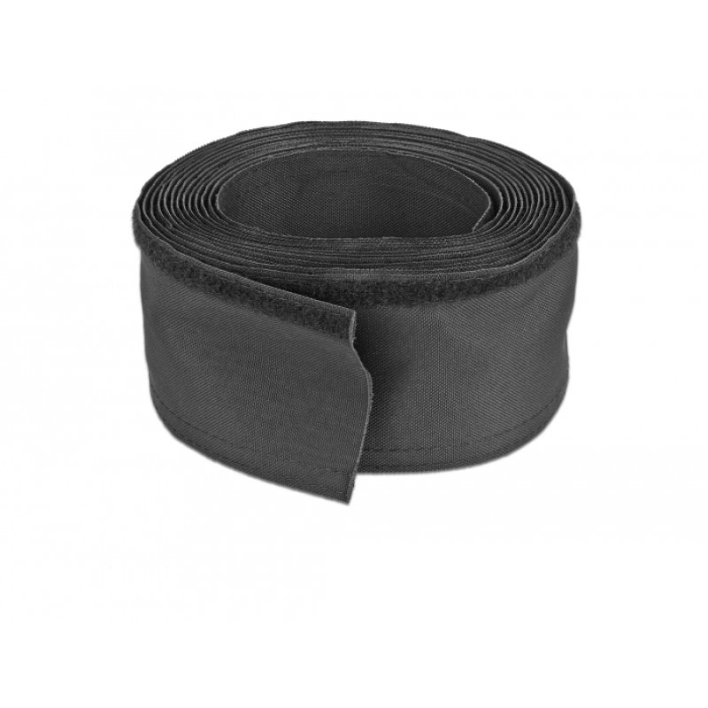 DeLOCK Manchon tissé avec fermeture à scratch, thermorésistant, 5 m x 20 mm, noir