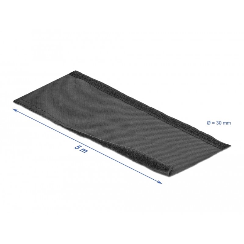 DeLOCK Woven Sleeve with Hook-and-Loop Fastener heat-resistant 5 m x 30 mm black