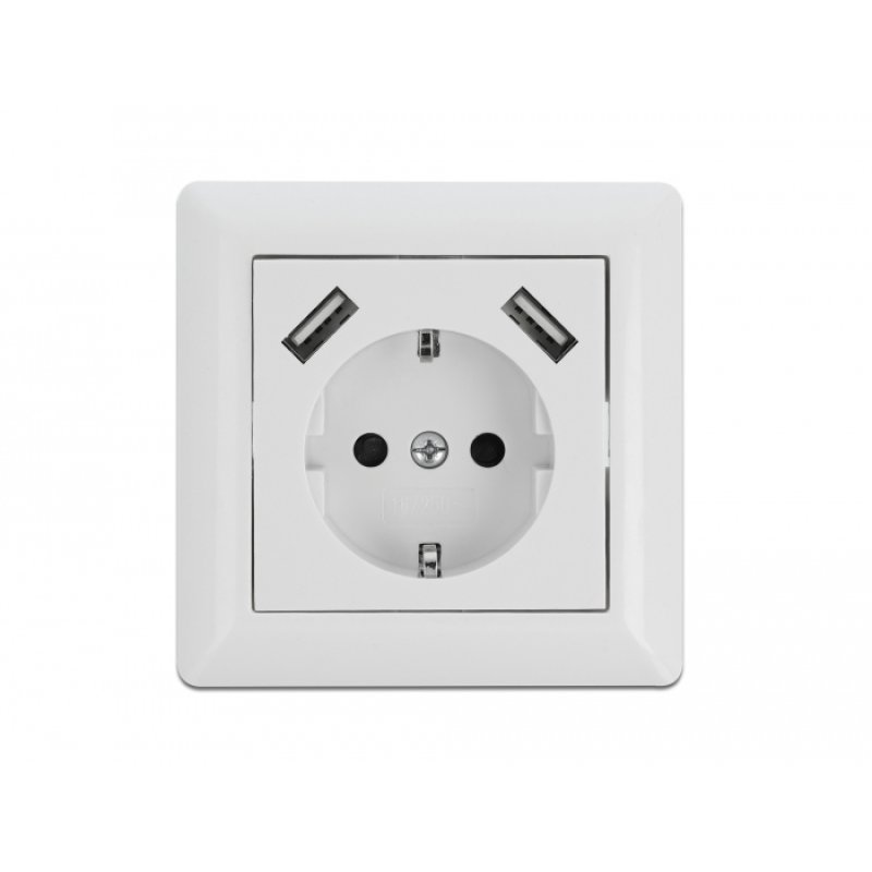 DeLOCK Prise de courant avec 2 ports 2,8 A de chargement USB Type-A