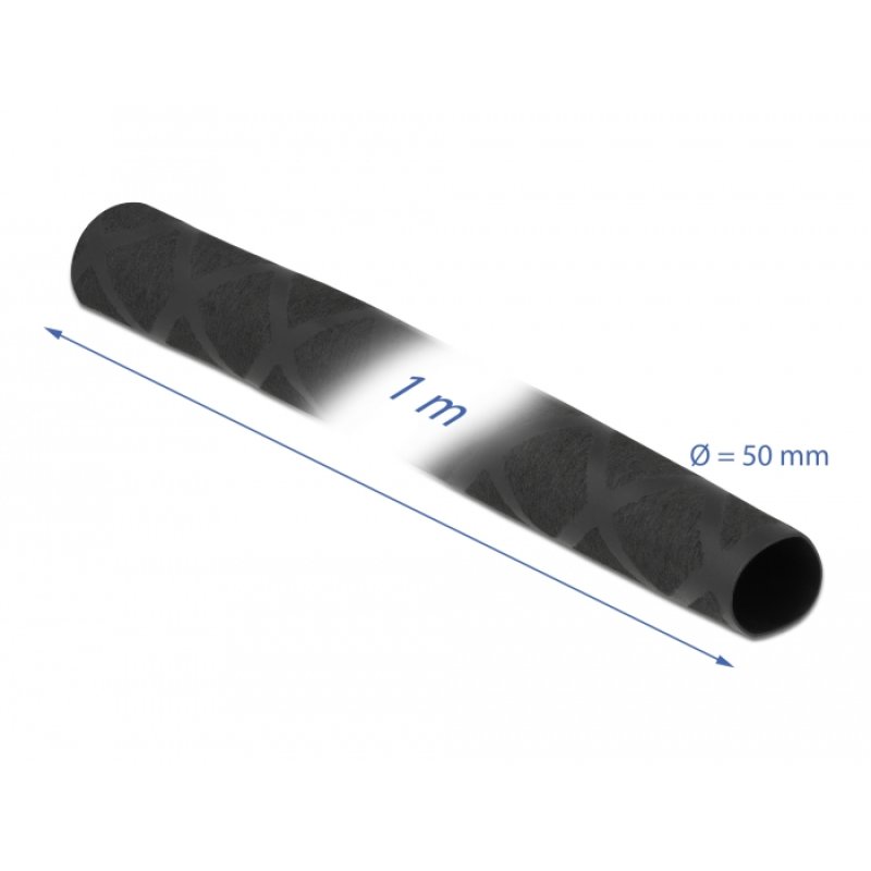 DeLOCK Heat Shrink Tube X-pattern non-slip 1 m x 50 mm black