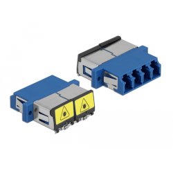 LWL Kupplung mit Laserschutzklappe LC Quad Buchse zu LC Quad Buchse Singlemode blau