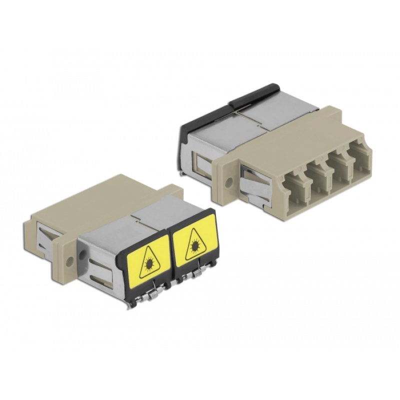 DeLOCK Optical Fiber Coupler with laser protection flip LC Quad female to LC Quad female Multi-mode beige