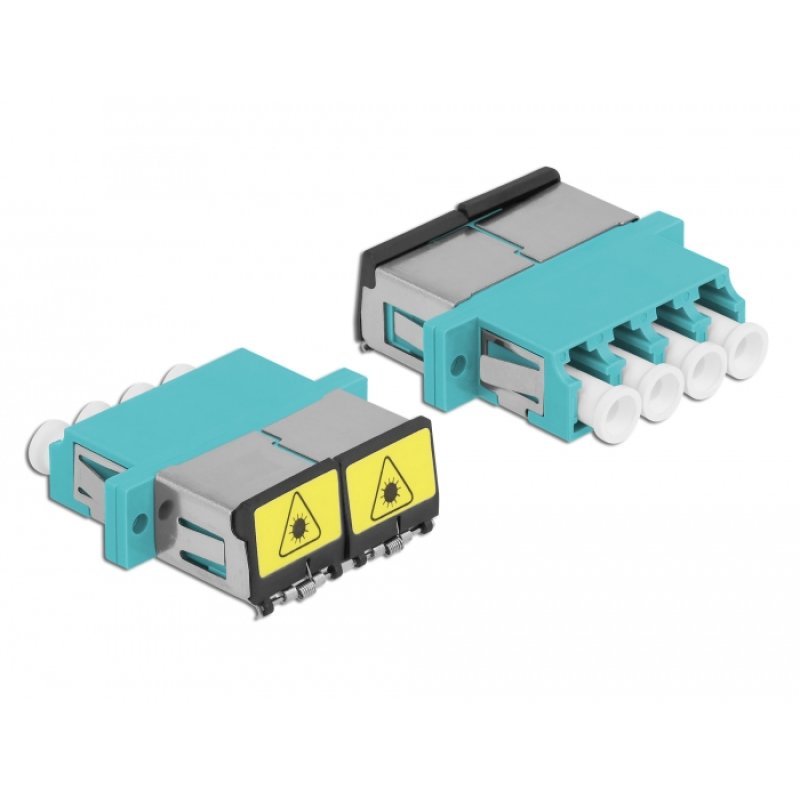 DeLOCK Optical Fiber Coupler with laser protection flip LC Quad female to LC Quad female Multi-mode aqua