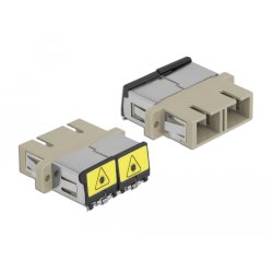 LWL Kupplung mit Laserschutzklappe SC Duplex Buchse zu SC Duplex Buchse Multimode beige