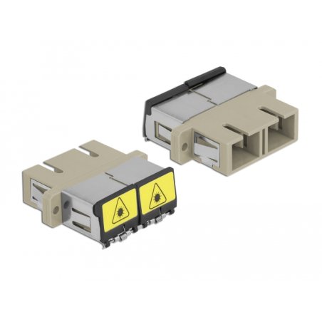 LWL Kupplung mit Laserschutzklappe SC Duplex Buchse zu SC Duplex Buchse Multimode beige