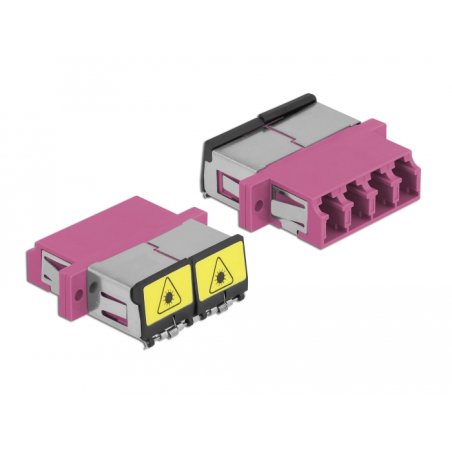 DeLOCK Optical Fiber Coupler with laser protection flip LC Quad female to LC Quad female Multi-mode violet
