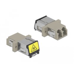 DeLOCK Optical Fiber Coupler with laser protection flip LC Duplex female to LC Duplex female Multi-mode beige