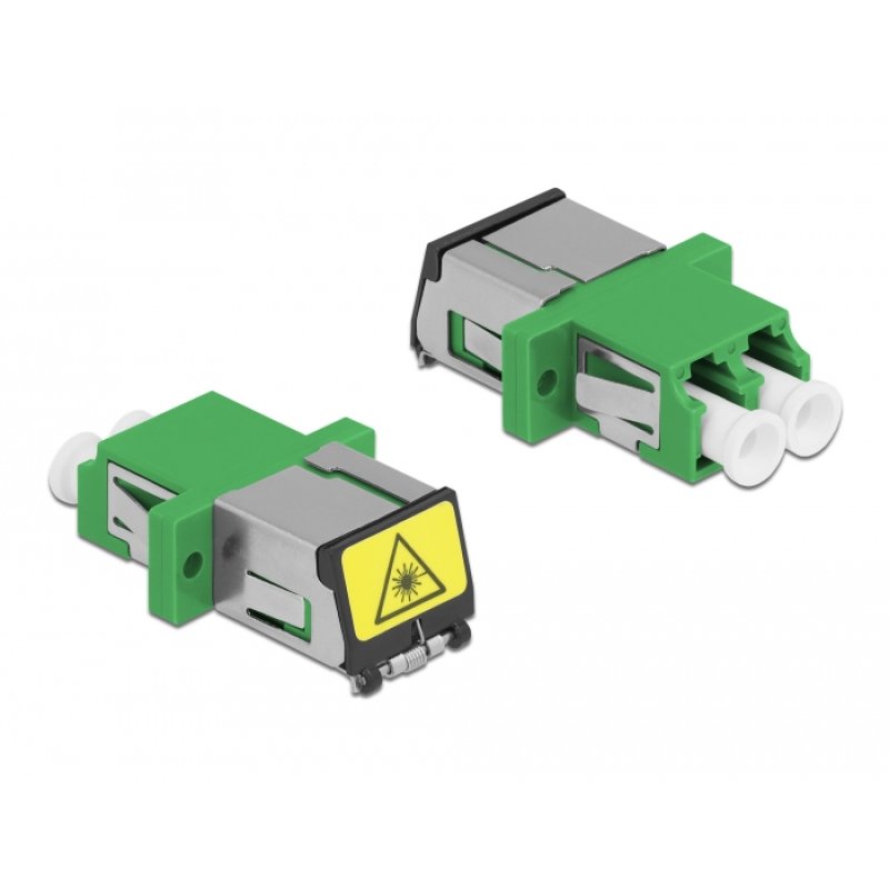DeLOCK Optical Fiber Coupler with laser protection flip LC Duplex female to LC Duplex female Single-mode green