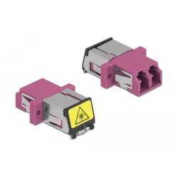 DeLOCK Optical Fiber Coupler with laser protection flip LC Duplex female to LC Duplex female Multi-mode violet