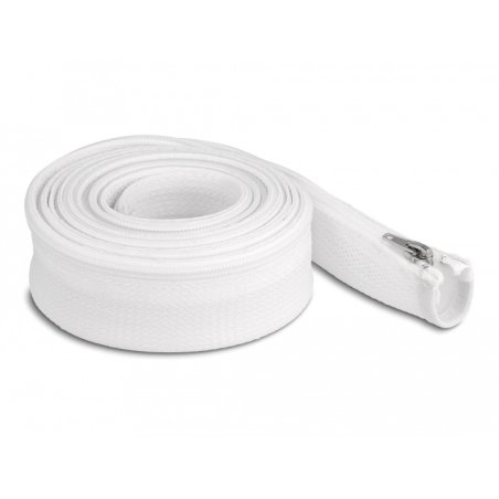 DeLOCK Braided Sleeve with zip fastener heat-resistant 3 m x 30 mm white