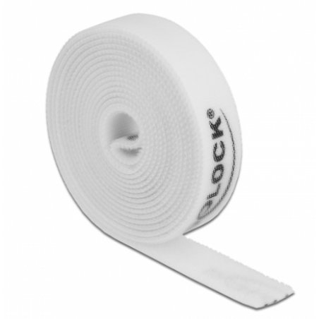 DeLOCK Velcro tape on roll L 2 m x W 15 mm white